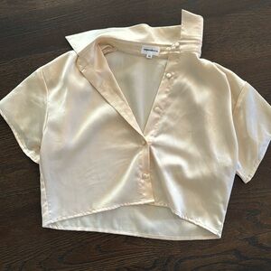 Superdown silk crop shirt